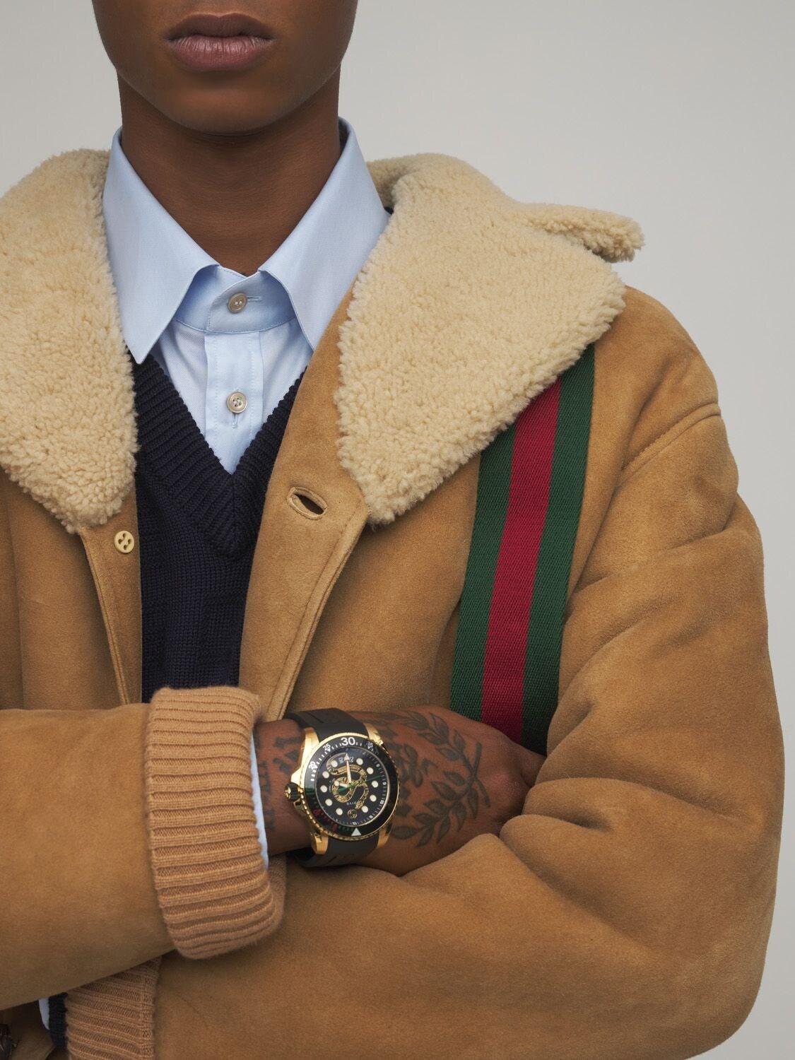 Gucci 45mm Dive Xl Snake Motif Watch 