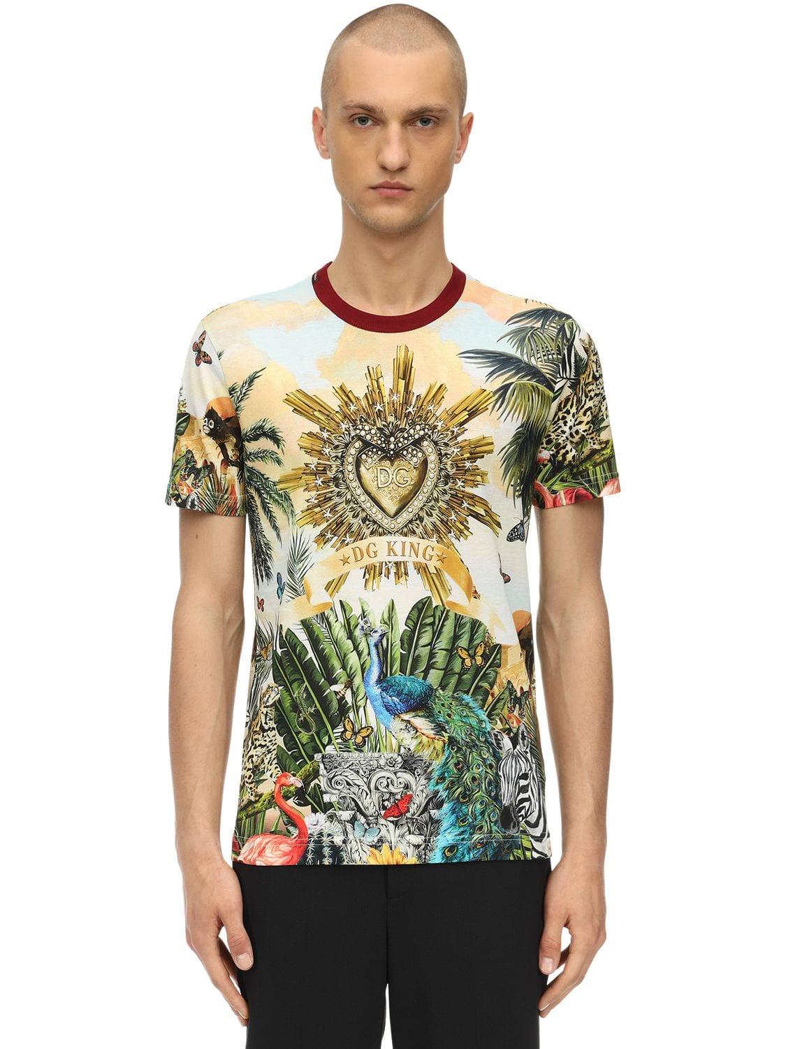 Dolce & Gabbana Cotton T-shirt With Tropical King Print for Men - Save ...