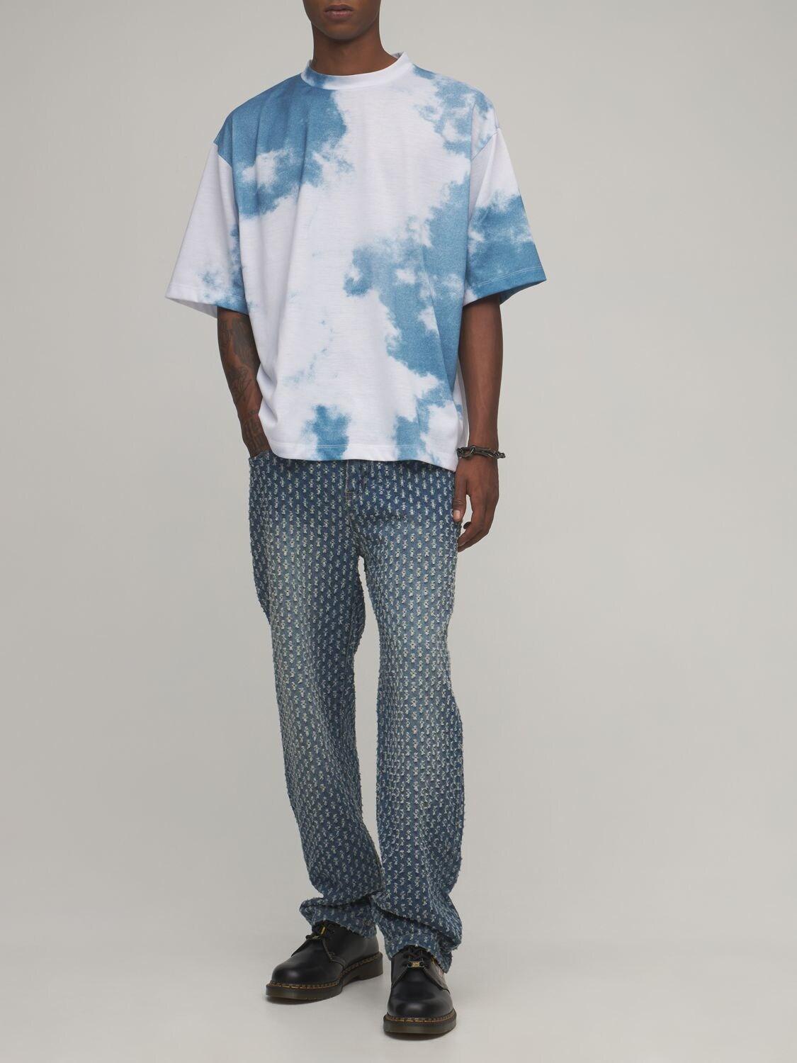 Denim Washed Distressed Skater Jeans 