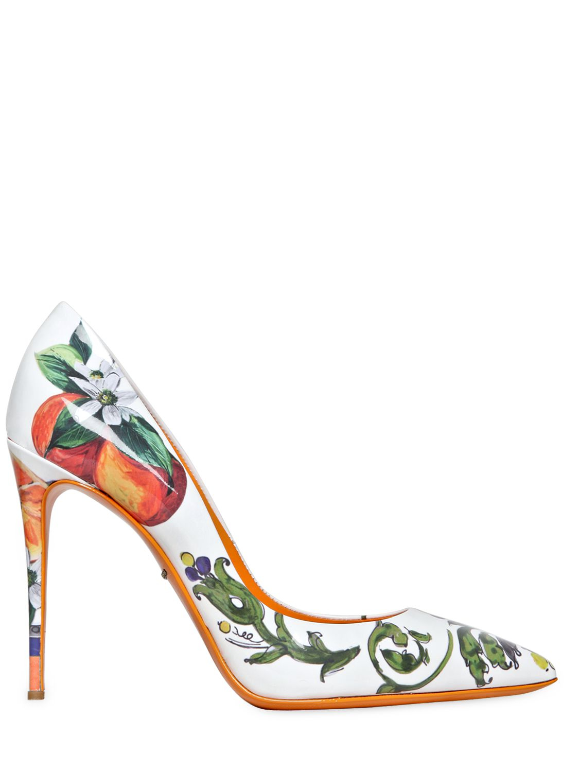 orange and white heels