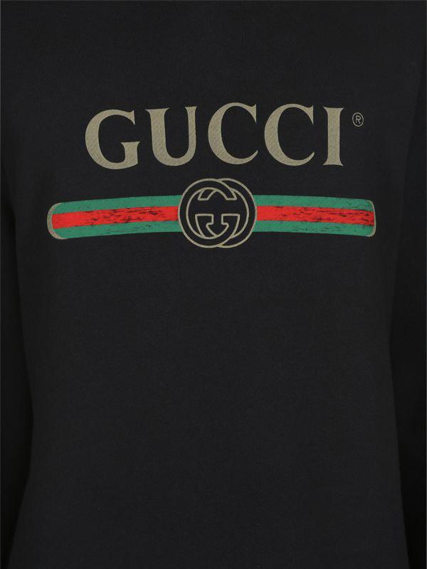 Gucci Vintage Logo Cotton Sweatshirt Hooded in Black for Men - Lyst