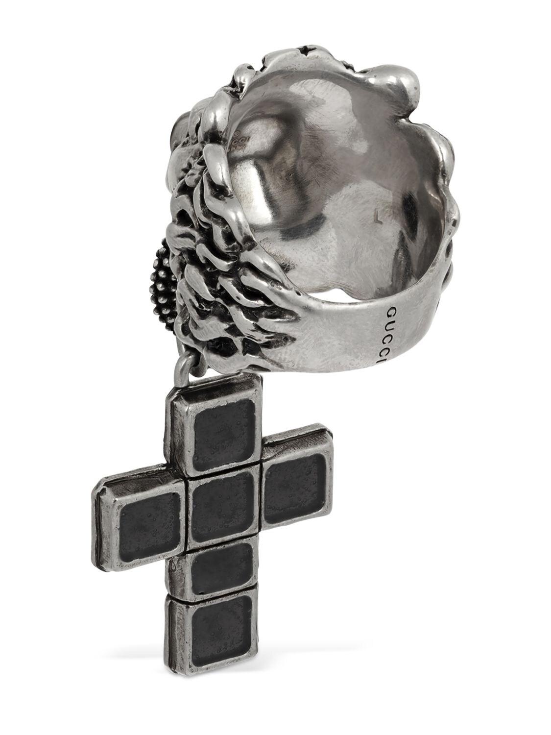 gucci black lion ring