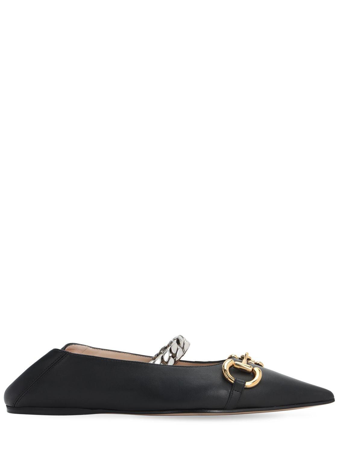 Gucci Leather Deva Chain-strap Ballerina Flats in Black - Save 28% - Lyst
