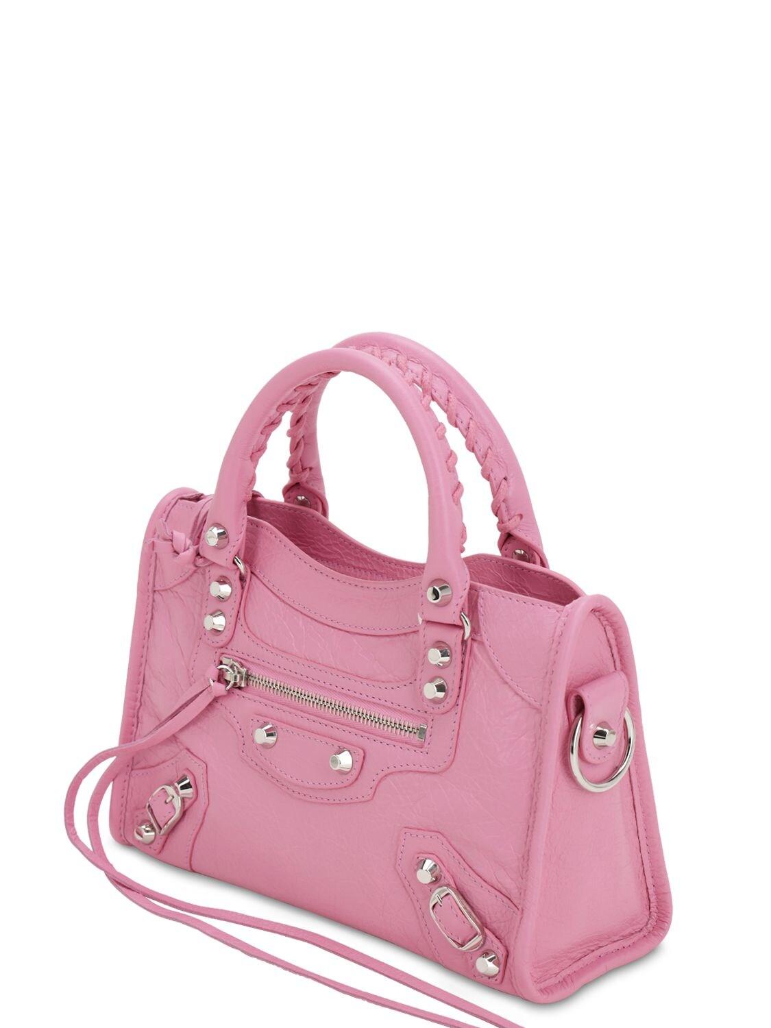 Balenciaga Mini City Leather Strap Logo Bag in Pink - Lyst