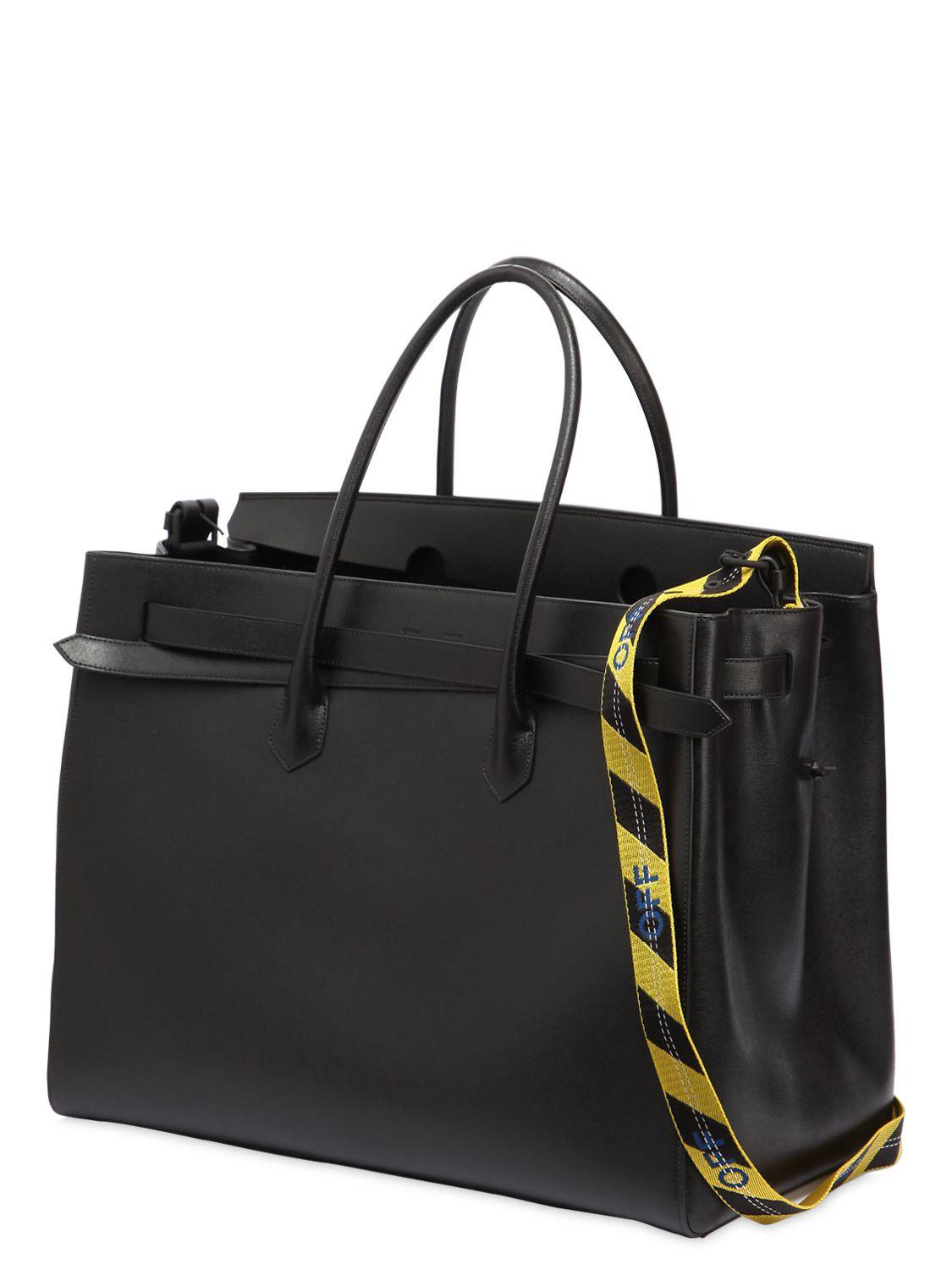 Off-White c/o Virgil Abloh Xl Techno Fabric & Leather Tote Bag in Black - Lyst