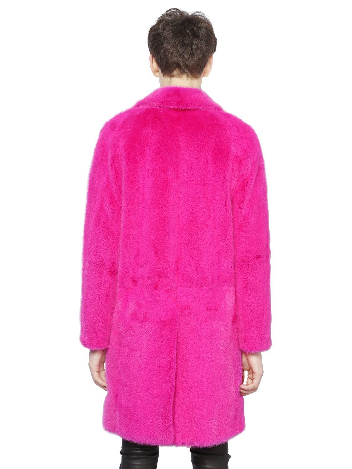 Saint Laurent Mink Fur Coat in Fuchsia (Pink) for Men - Lyst