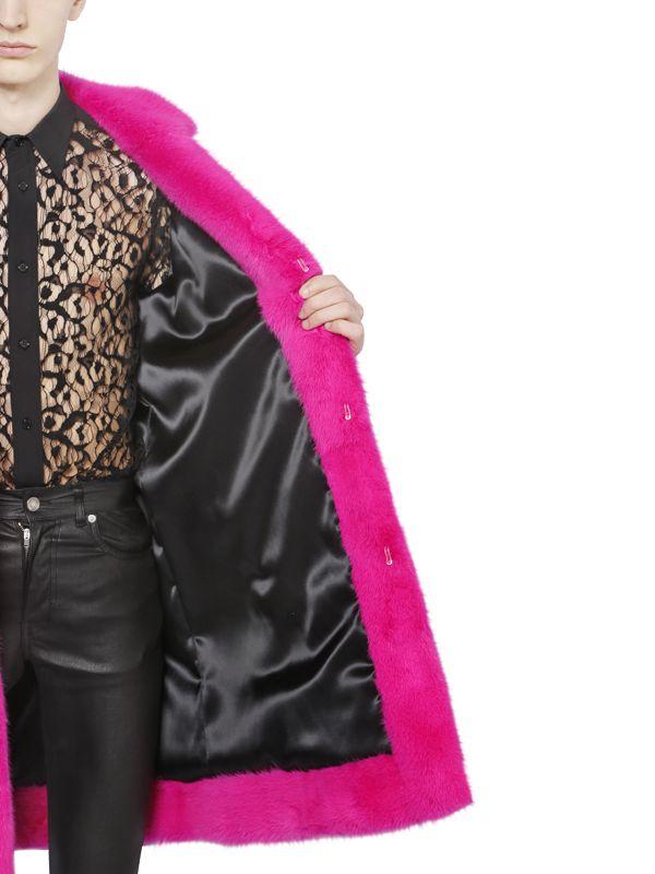 Saint Laurent Mink Fur Coat in Fuchsia (Pink) for Men Lyst