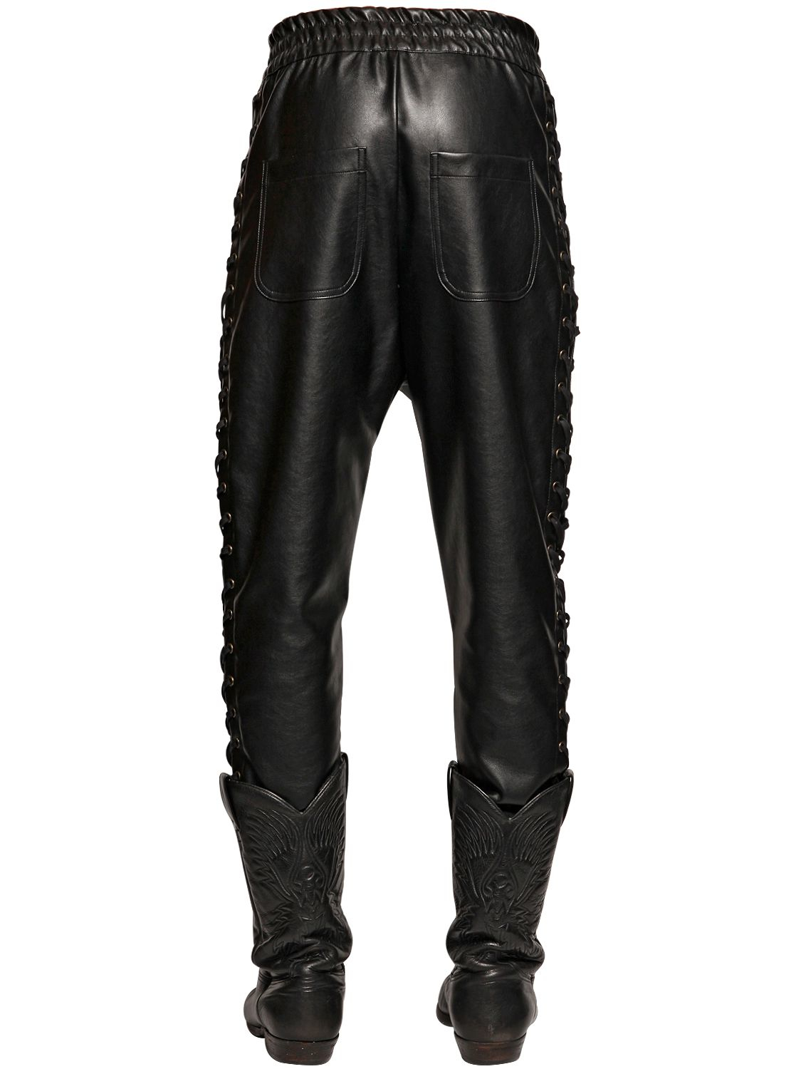 Faith Connexion Lace-up Faux Leather Pants in Black for Men - Lyst