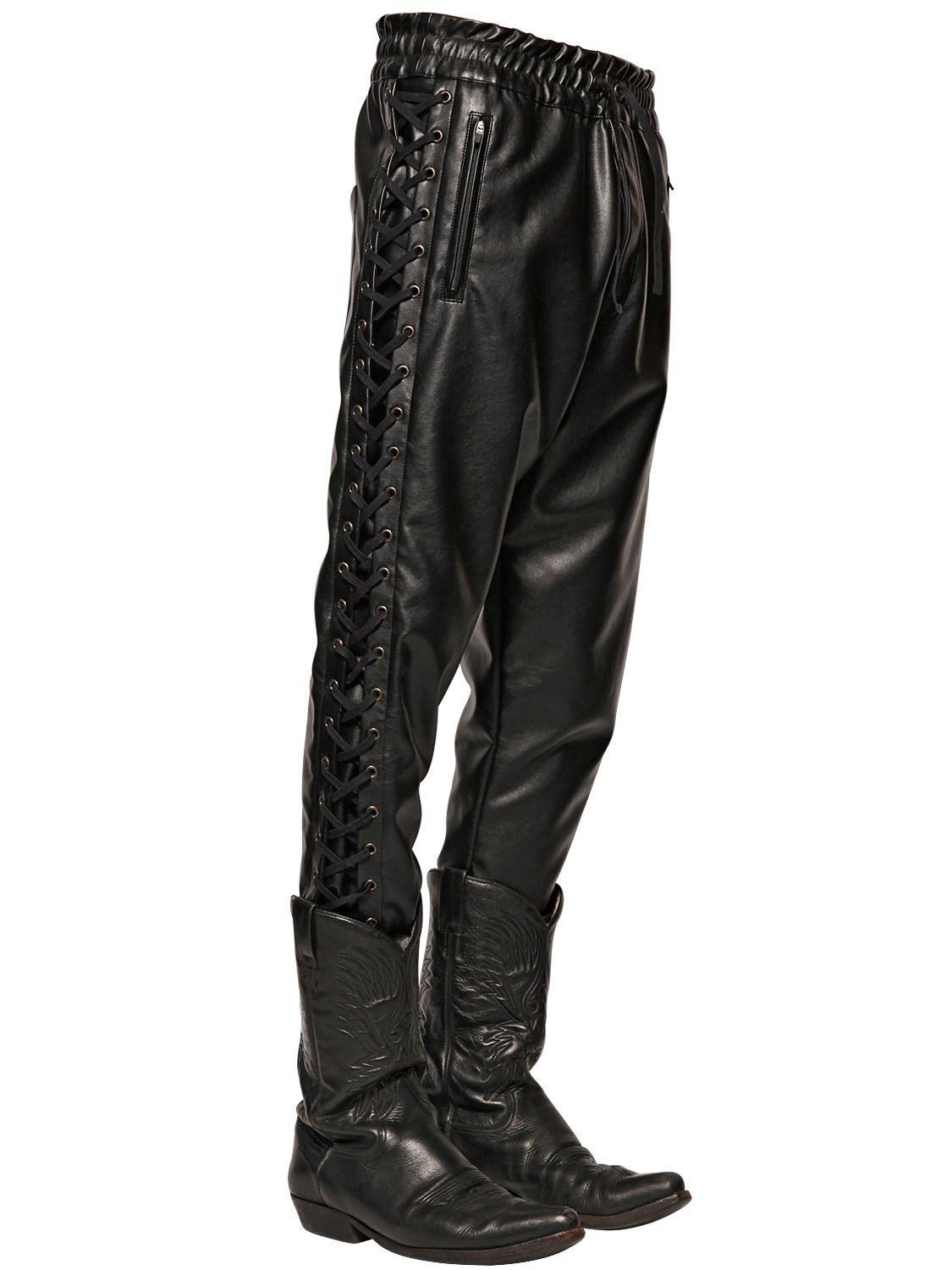 Faith Connexion Laceup Faux Leather Pants in Black for Men Lyst