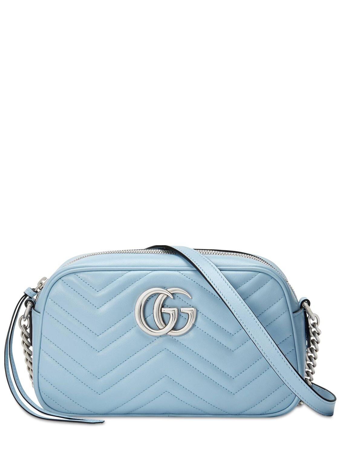 Gucci gg Marmont Small Shoulder Bag in Blue | Lyst