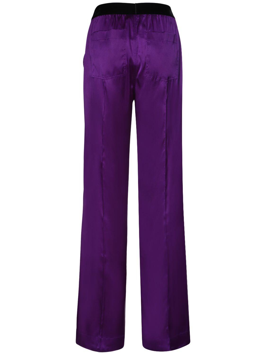 Tom Ford Logo Silk Satin Pajama Pants in Purple - Save 67% | Lyst
