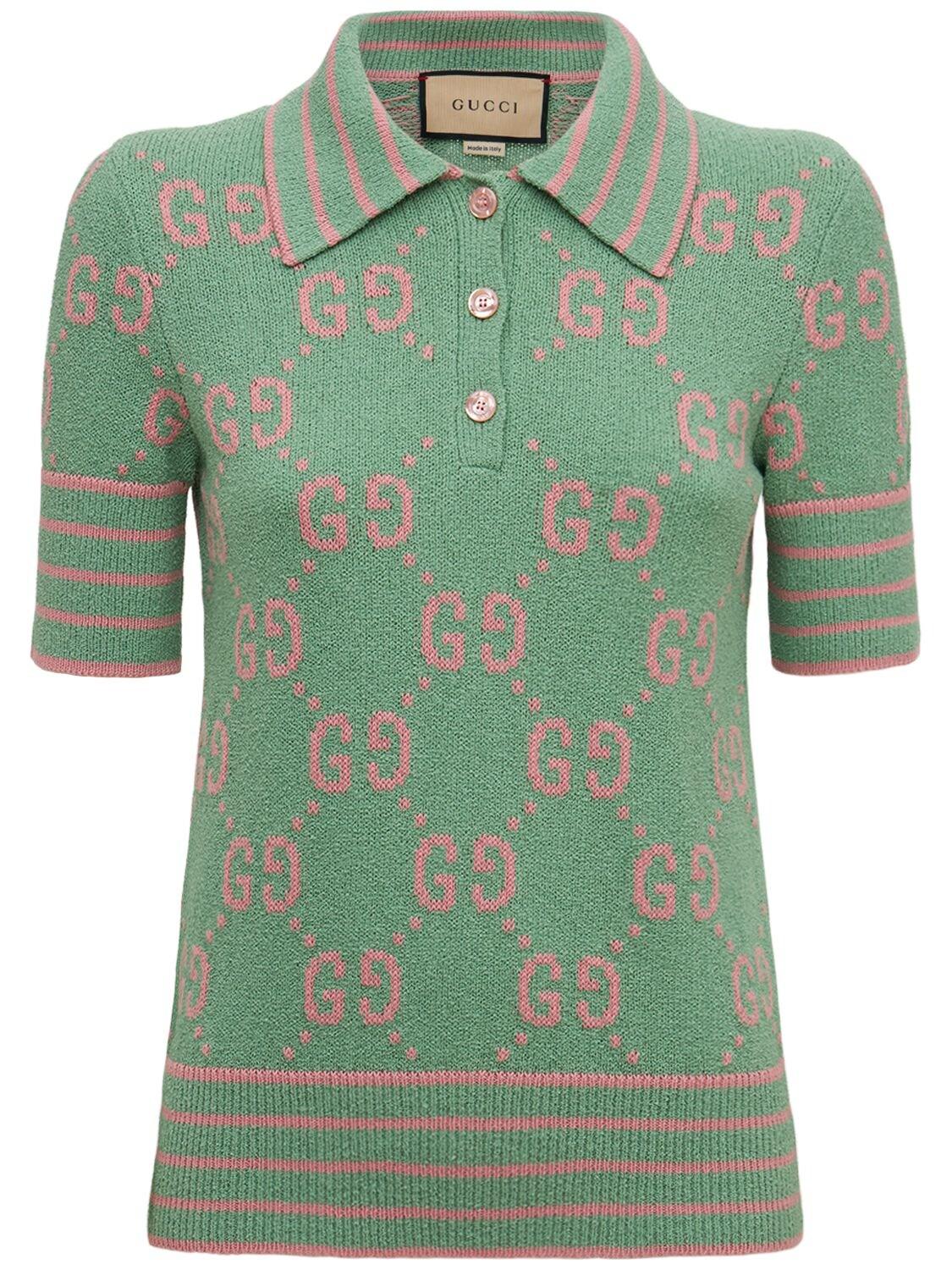 Gucci Gg Cotton Jacquard Polo in Light Green (Green) | Lyst