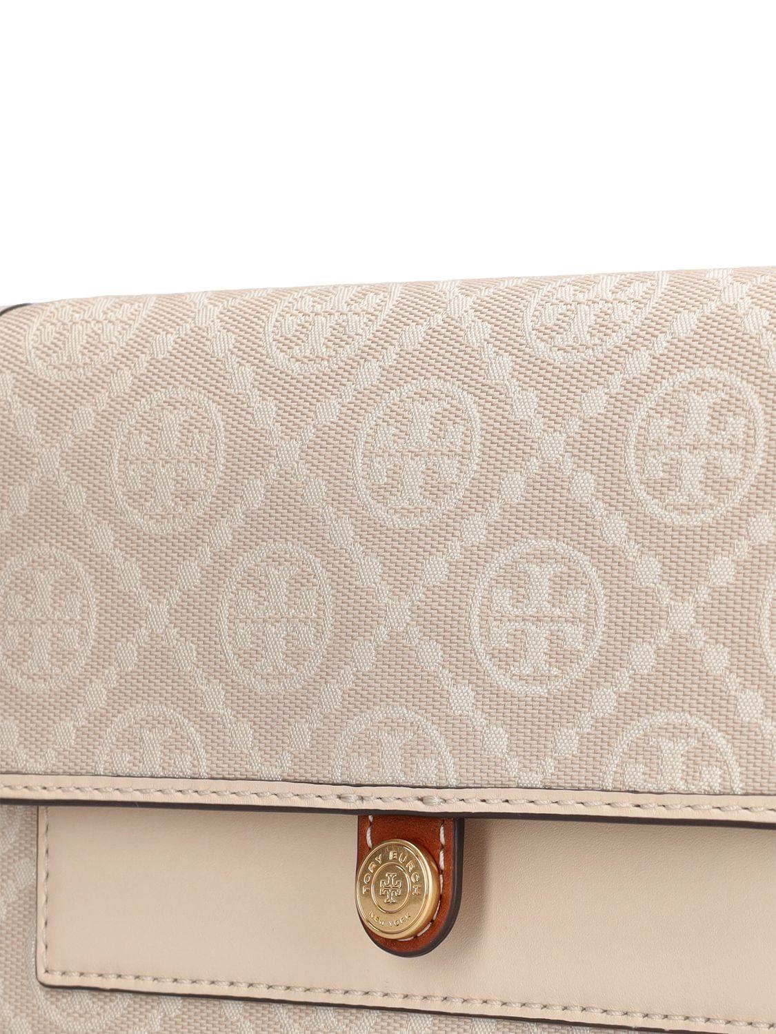 Tory Burch T Monogram Cotton Chain Wallet in Natural | Lyst