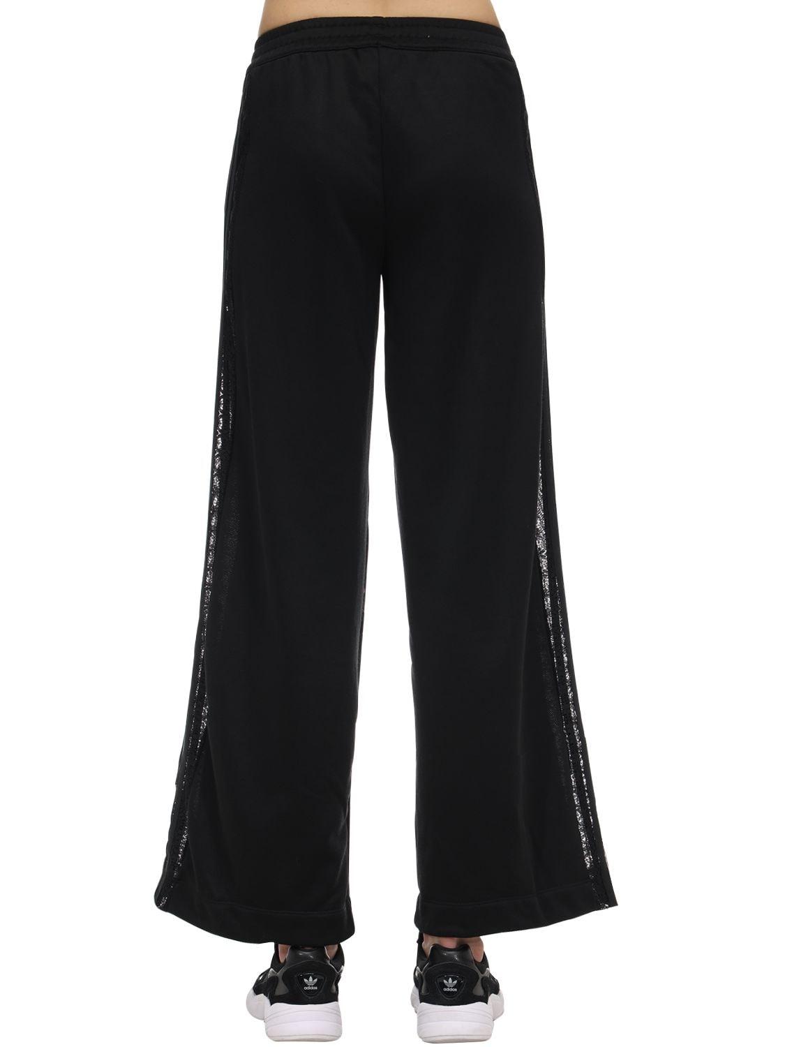 adidas Originals Wide Leg Pants W/ Lace Side Bands in Black | Lyst