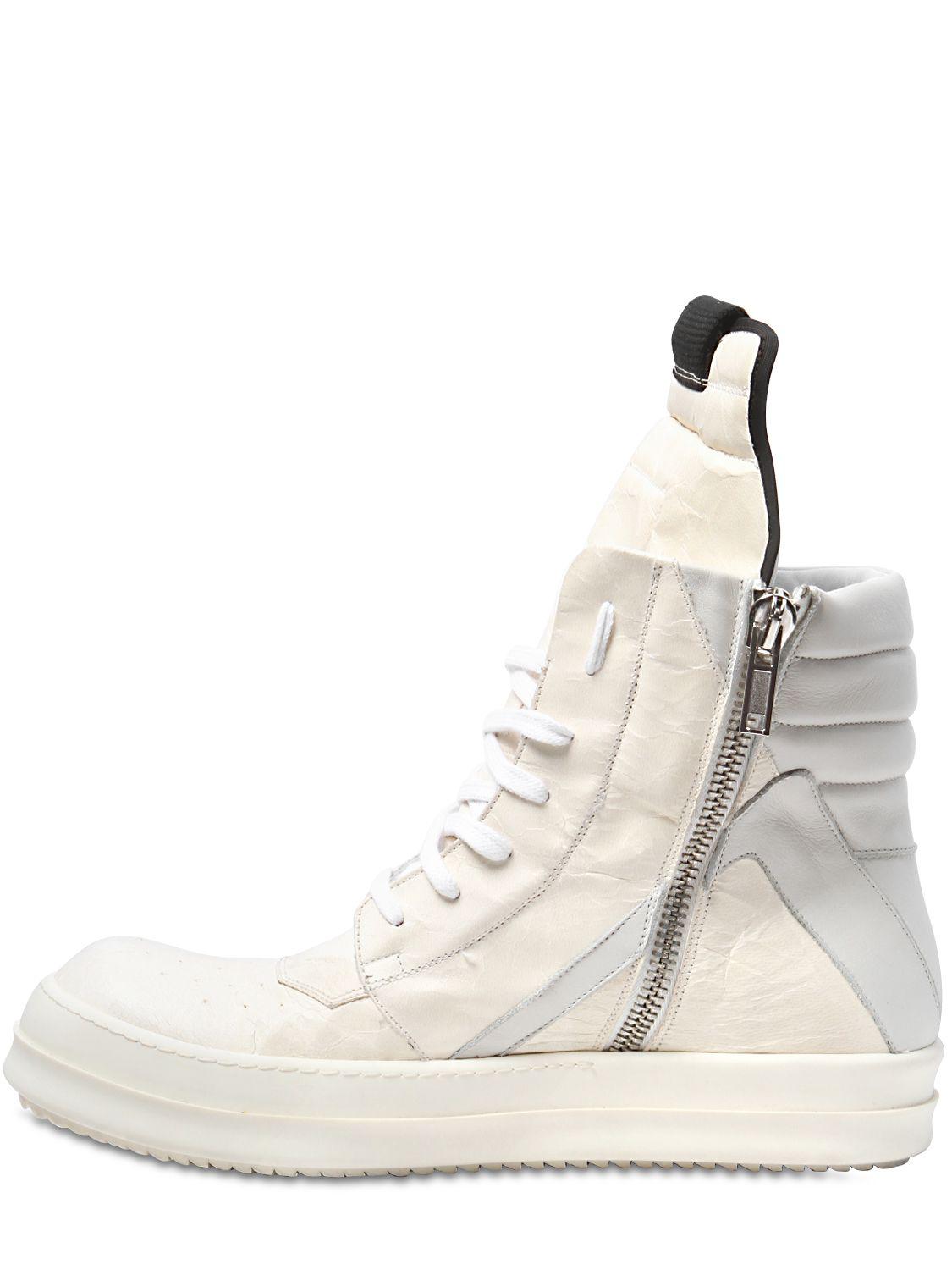 Rick Owens Geo Basket Pergamena Effect Leather in Cream (Natural) for ...