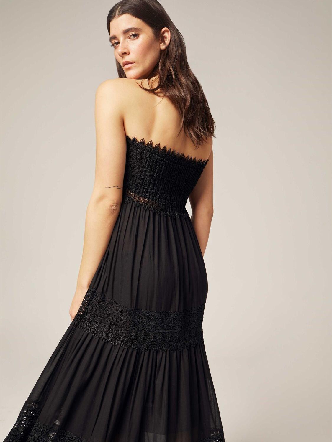 Charo Ruiz Zoe Lace & Cotton Maxi Dress in Black - Lyst