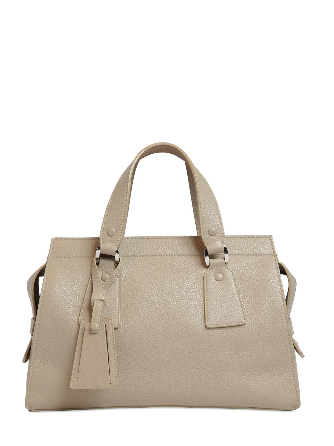 Giorgio Armani Le Sac 11 Leather Top Handle Bag in Natural | Lyst