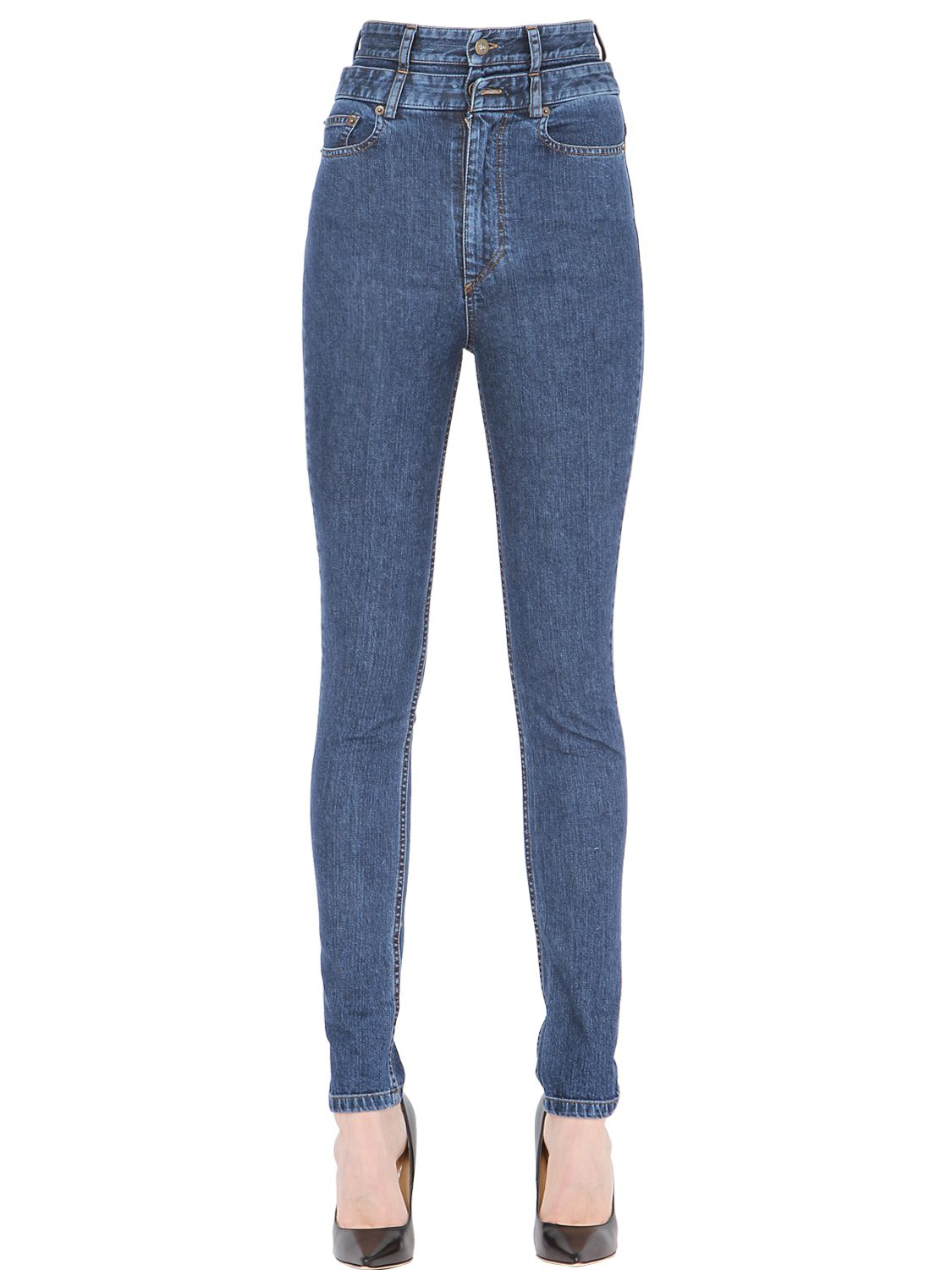 Y. Project Skinny High Waisted Cotton Denim Jeans In Blue | Lyst Y. Project Skinny High Waisted Cotton Denim Jeans In Blue | Lyst