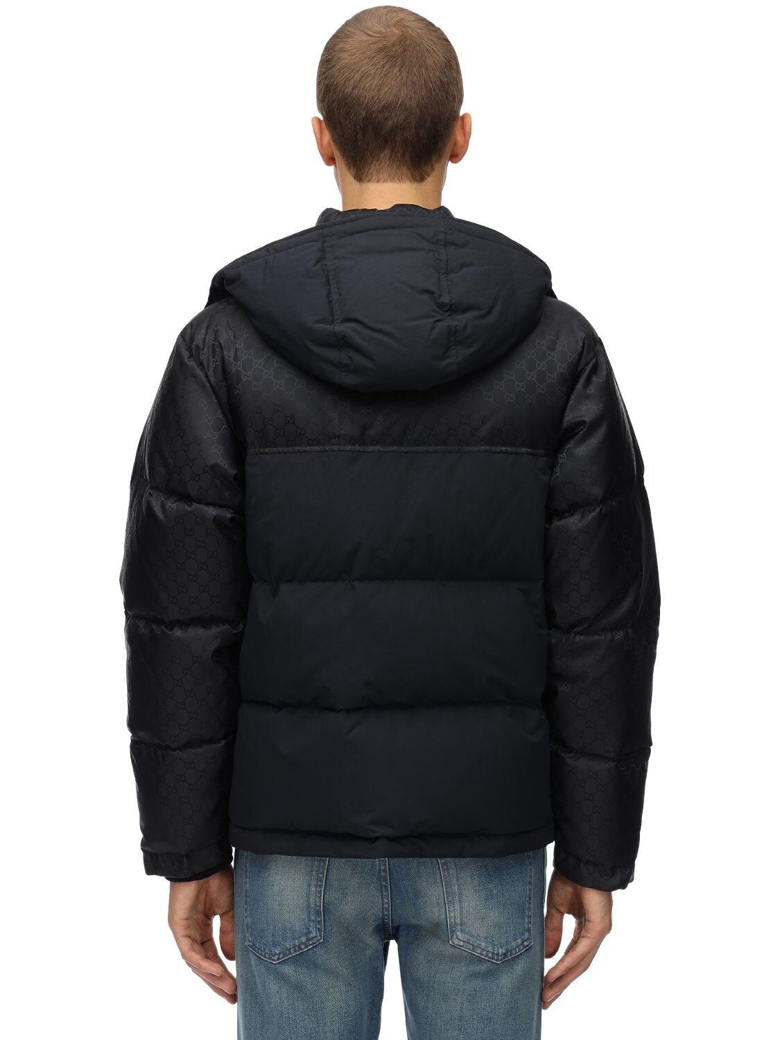 Gucci Synthetic Gg Logo Cropped Down Jacket W/ Hood in Black for Men - Lyst