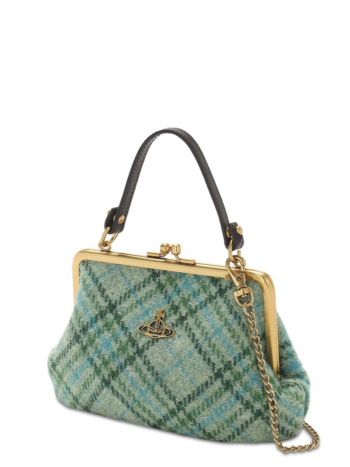 Vivienne Westwood Elena Tartan Wool Top Handle Bag in Green | Lyst