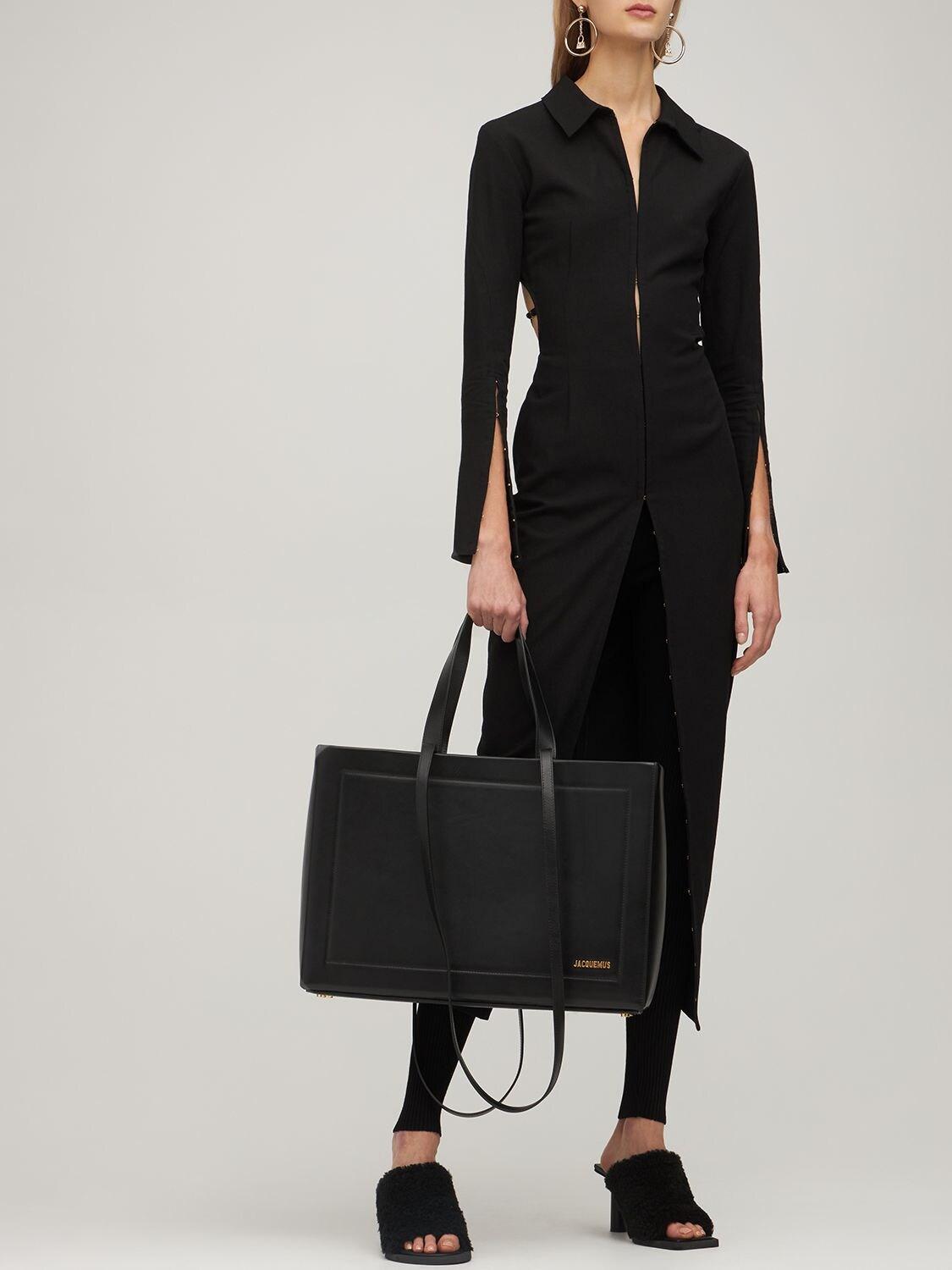 Jacquemus Le Cabas Neve Leather Tote Bag in Black | Lyst