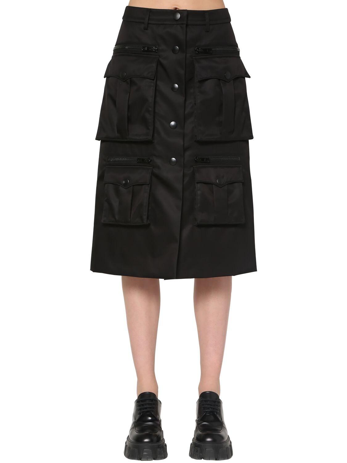 Prada Nylon Gabardine Cargo Skirt in Black | Lyst