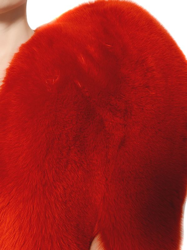 Saint Laurent Heartshaped Fur Jacket in Red Lyst