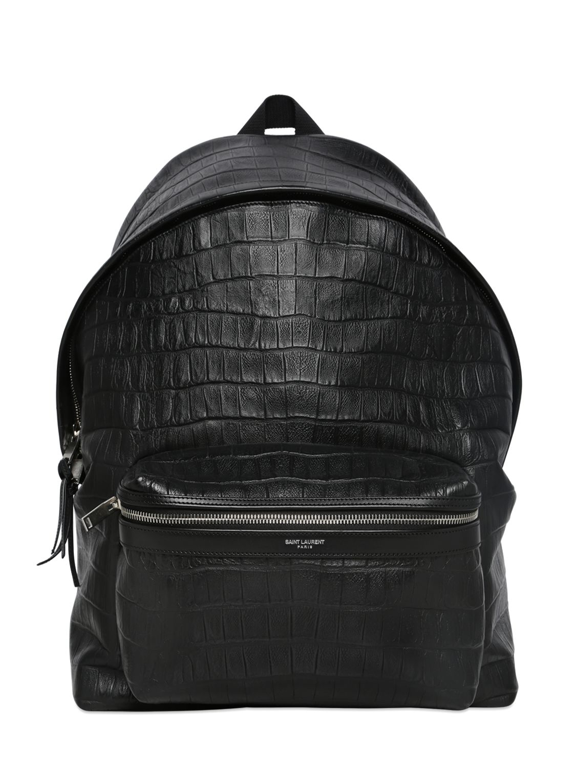 Saint Laurent Croc Embossed Leather Backpack in Black for Men - Lyst