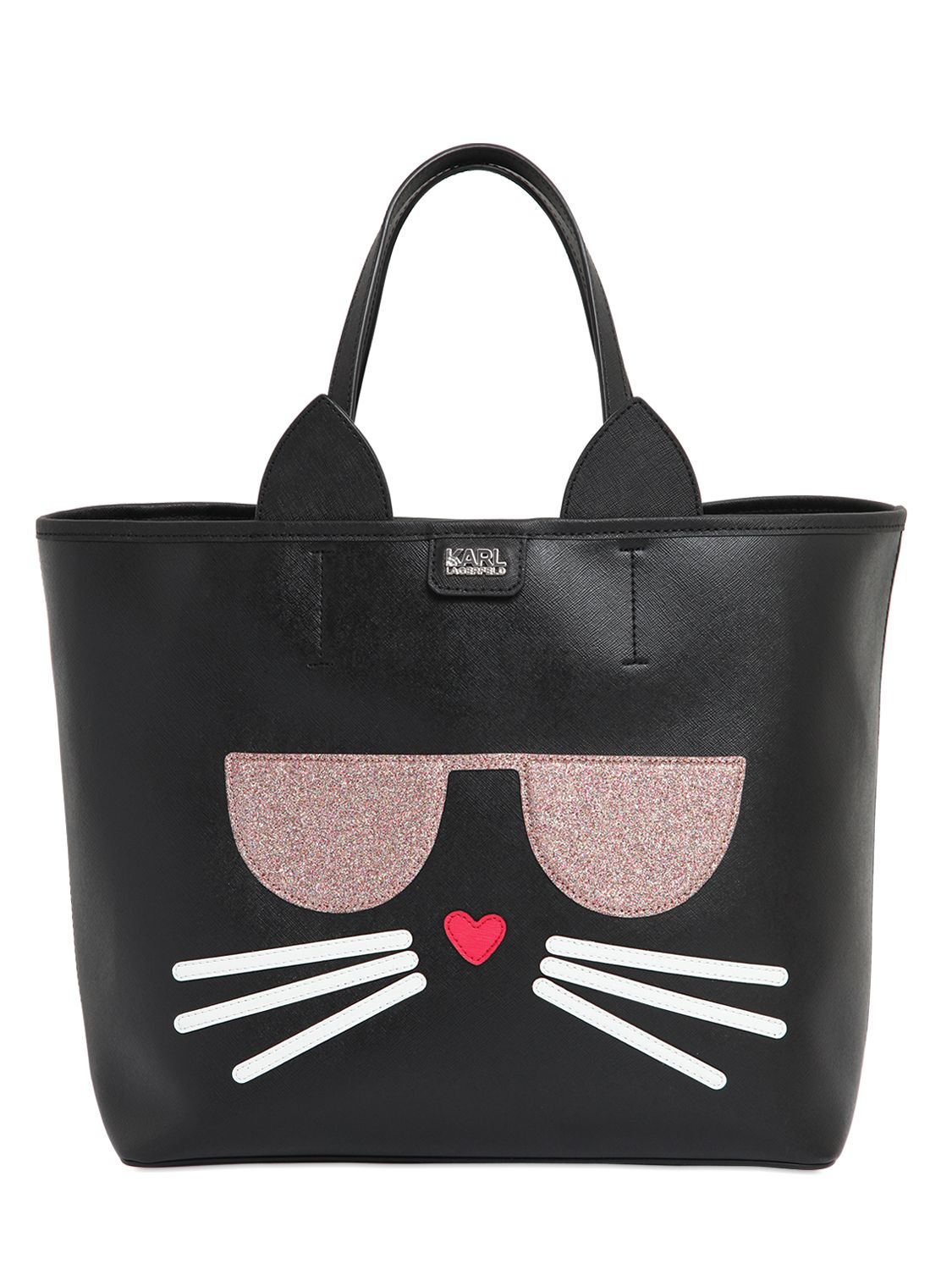 Karl lagerfeld K Kocktail Cat Faux Leather Tote Bag in Black | Lyst