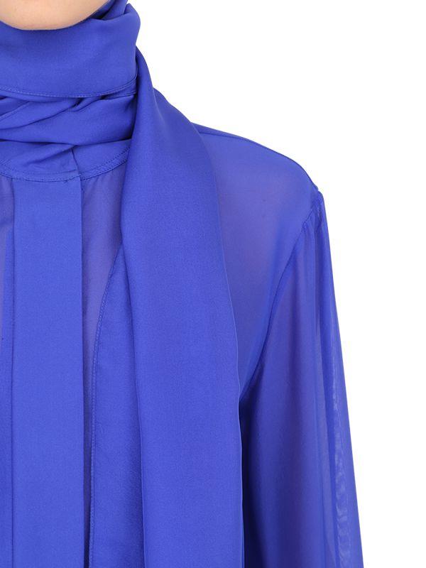 high neck silk shirt