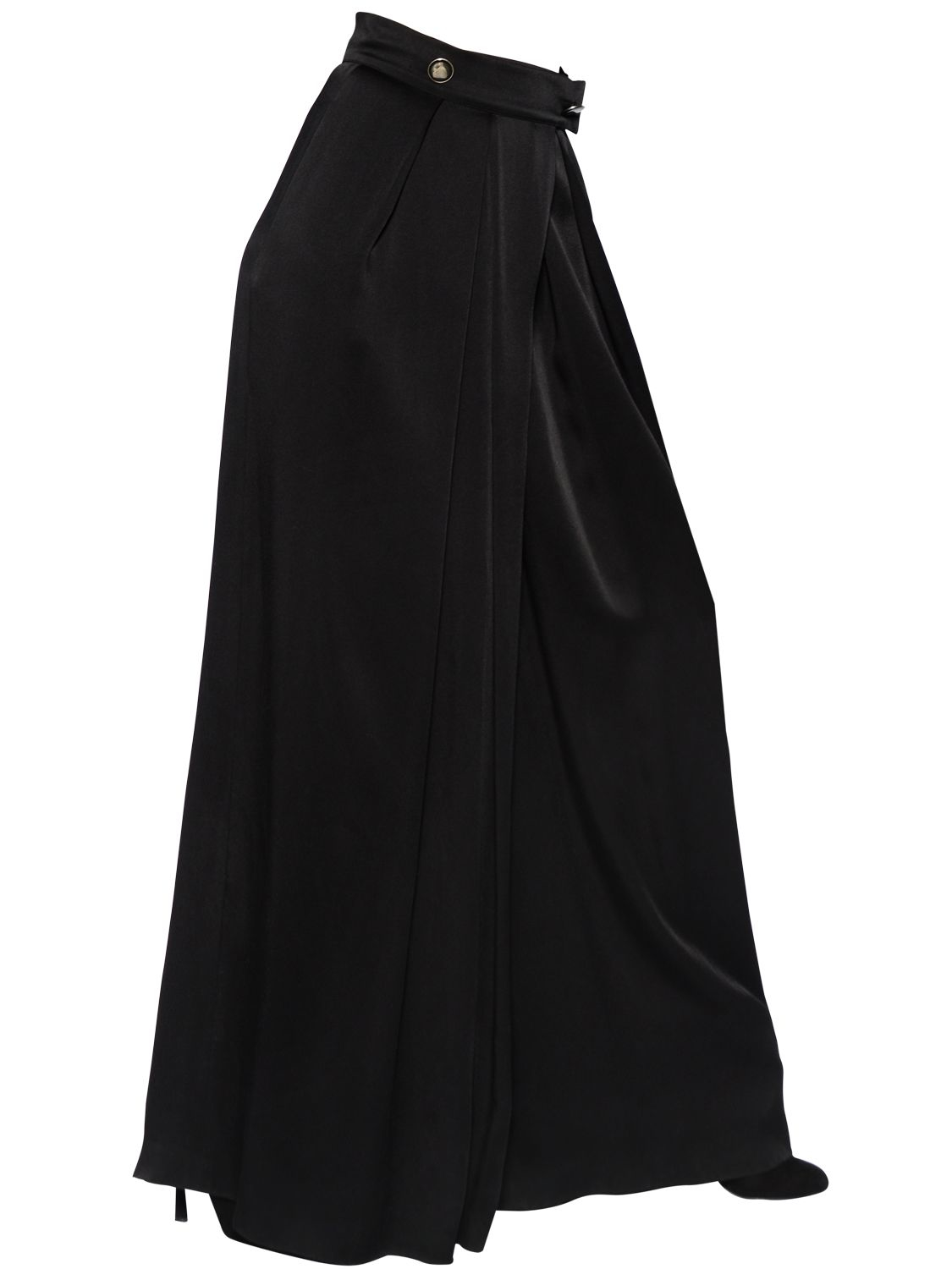 Lanvin High Waisted Satin Palazzo Pants in Black | Lyst