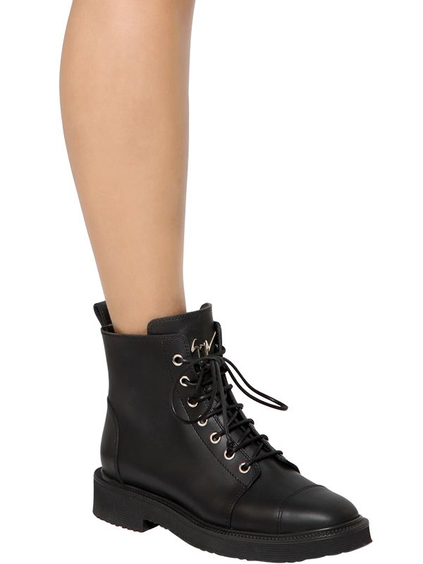 leather ankle combat boots