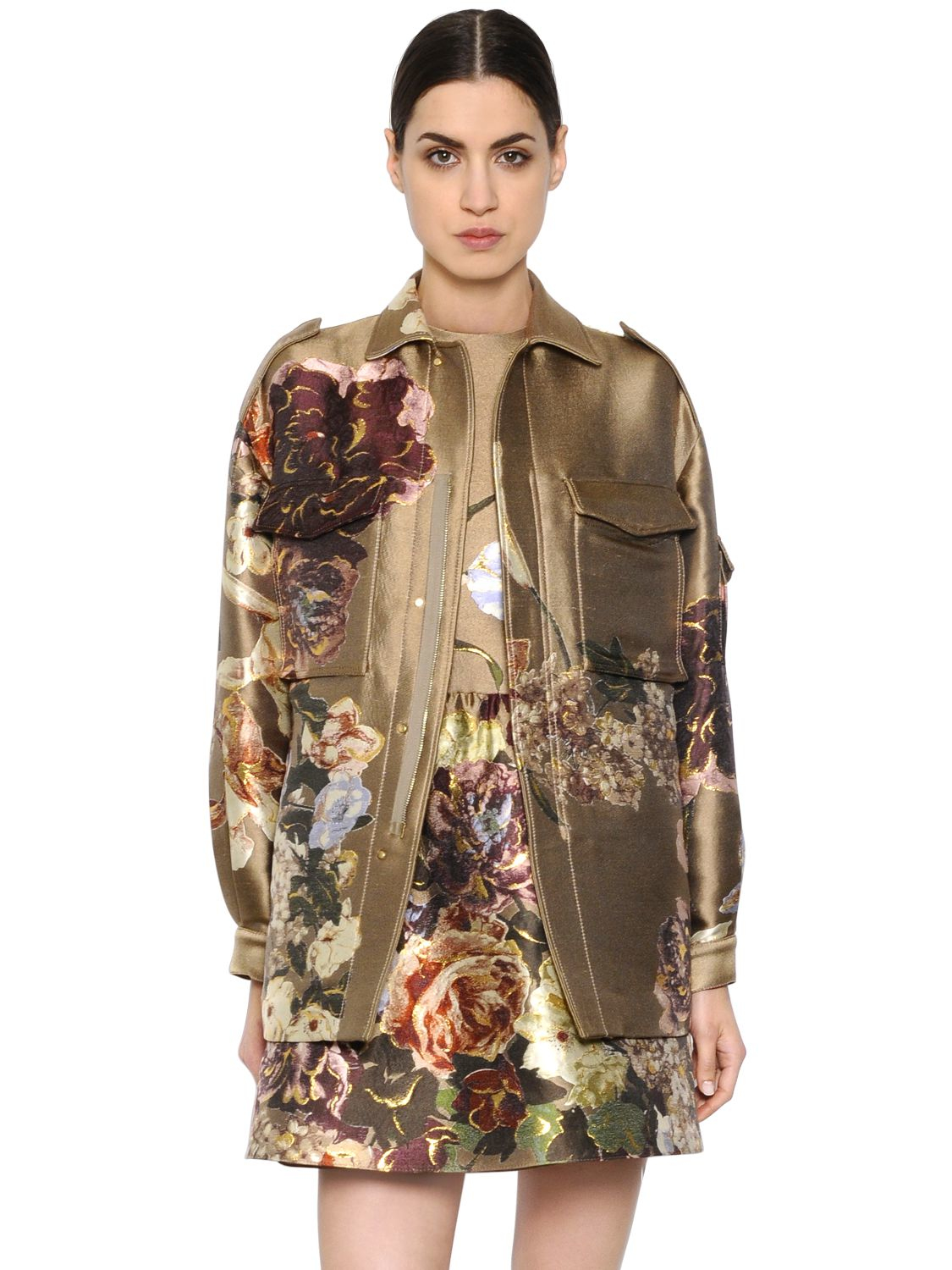 Valentino Silk Brocade Jacquard Field Jacket in Multicolor | Lyst