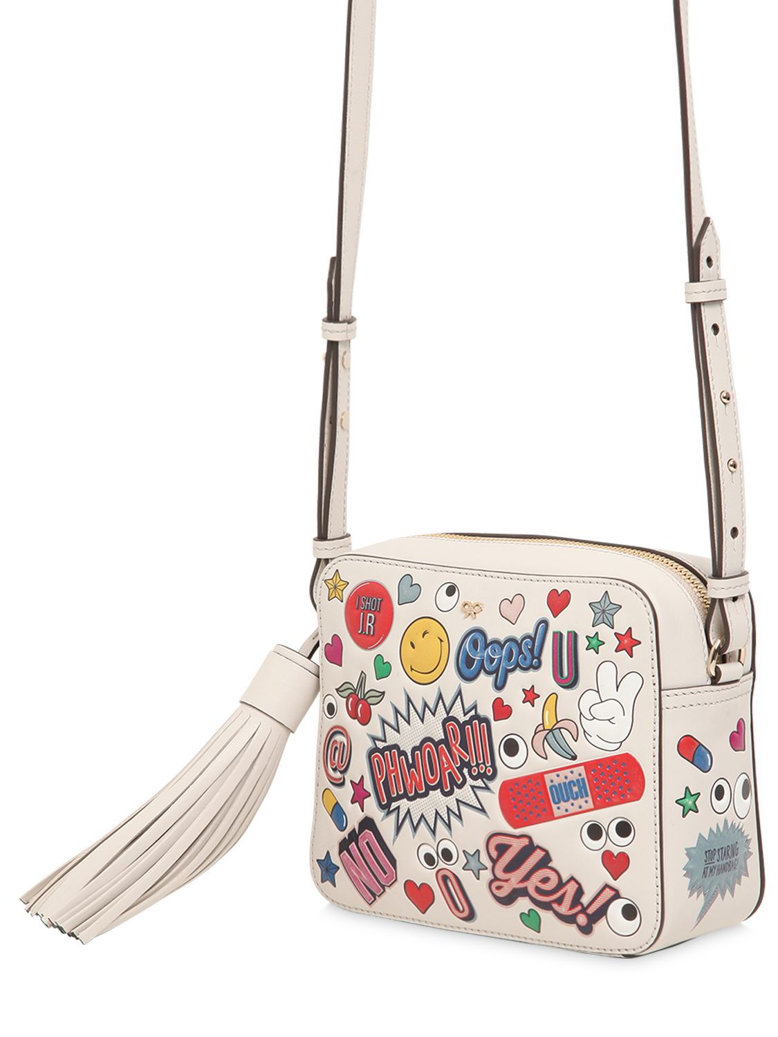 Anya Hindmarch Stickers Embossed Leather Shoulder Bag Lyst