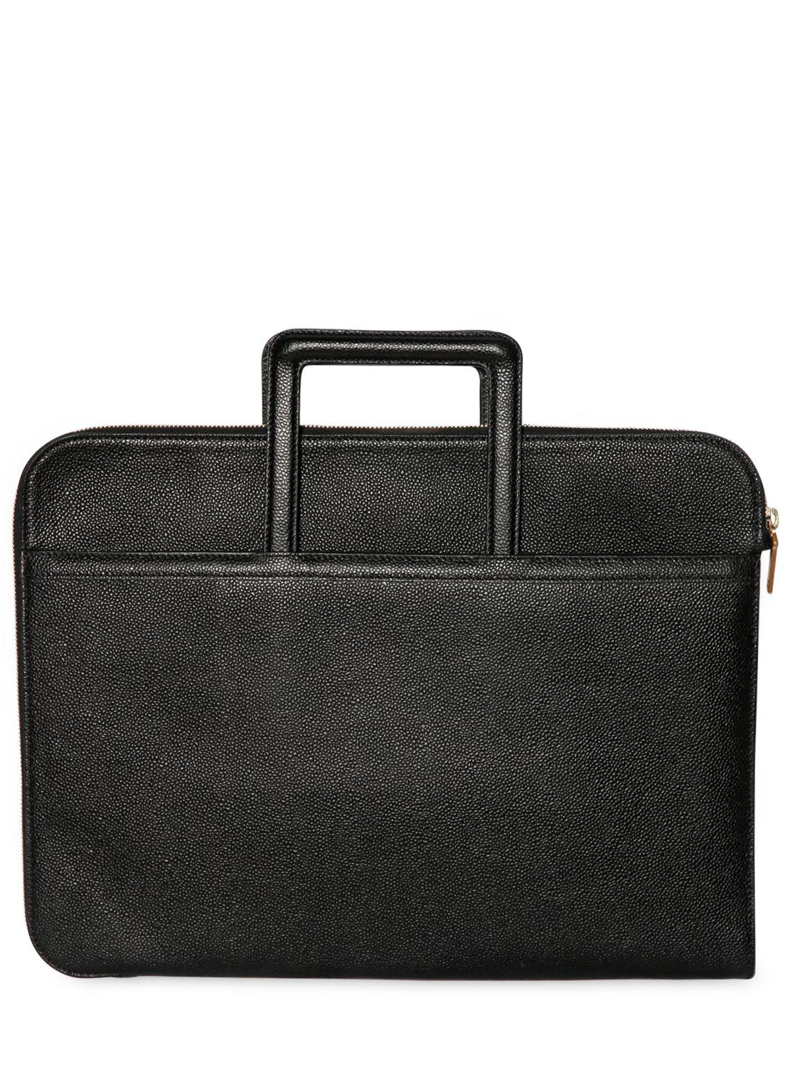 Lyst Thom Browne Pebbled Leather Slim Briefcase in Black for Men