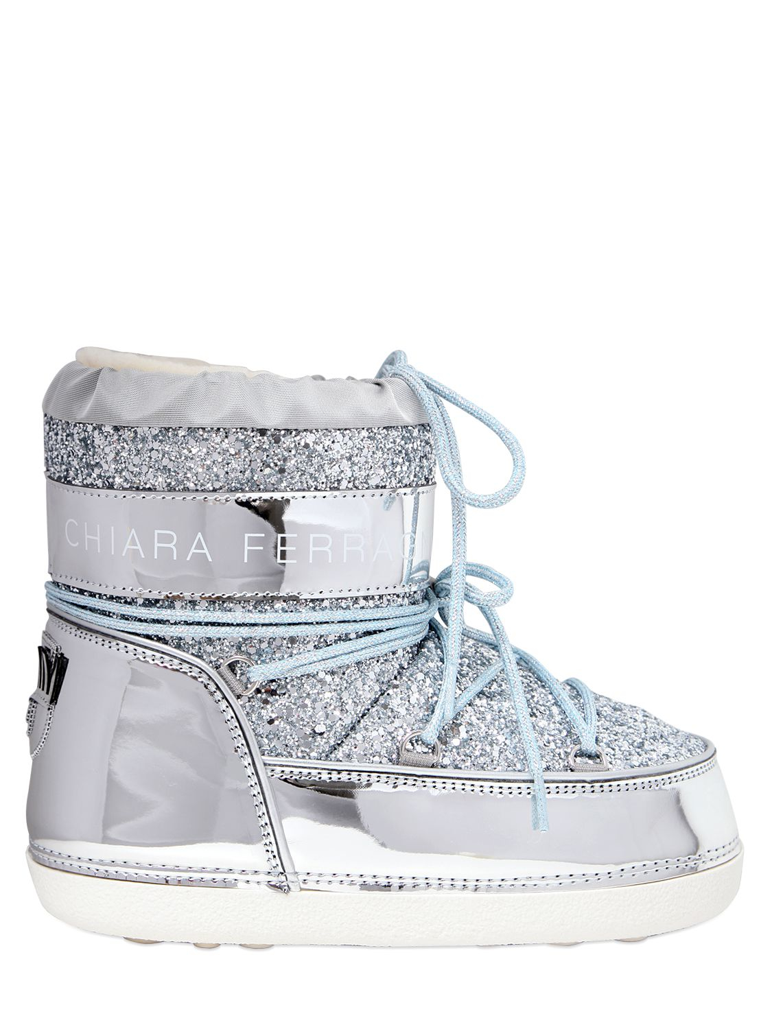 Leather 30mm Glitter Snow Boots 