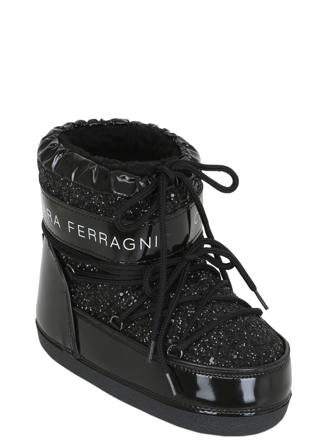Chiara Ferragni Leather 30mm Glitter Snow Boots in Black Lyst