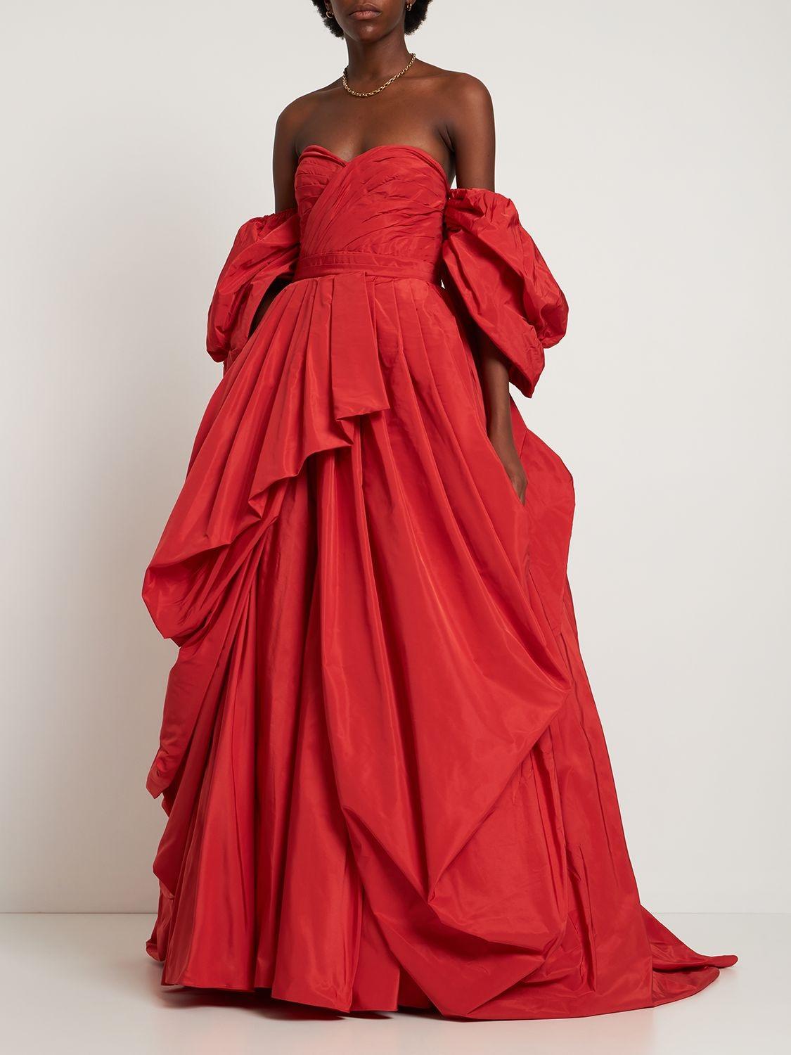 Valentino Tulle Evening Dress With Ruffles in Red | Lyst