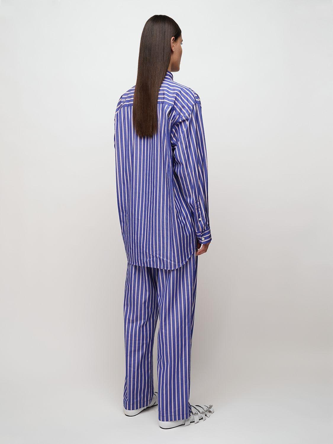 Balenciaga Striped Cotton Poplin Pajama Pants in Blue | Lyst