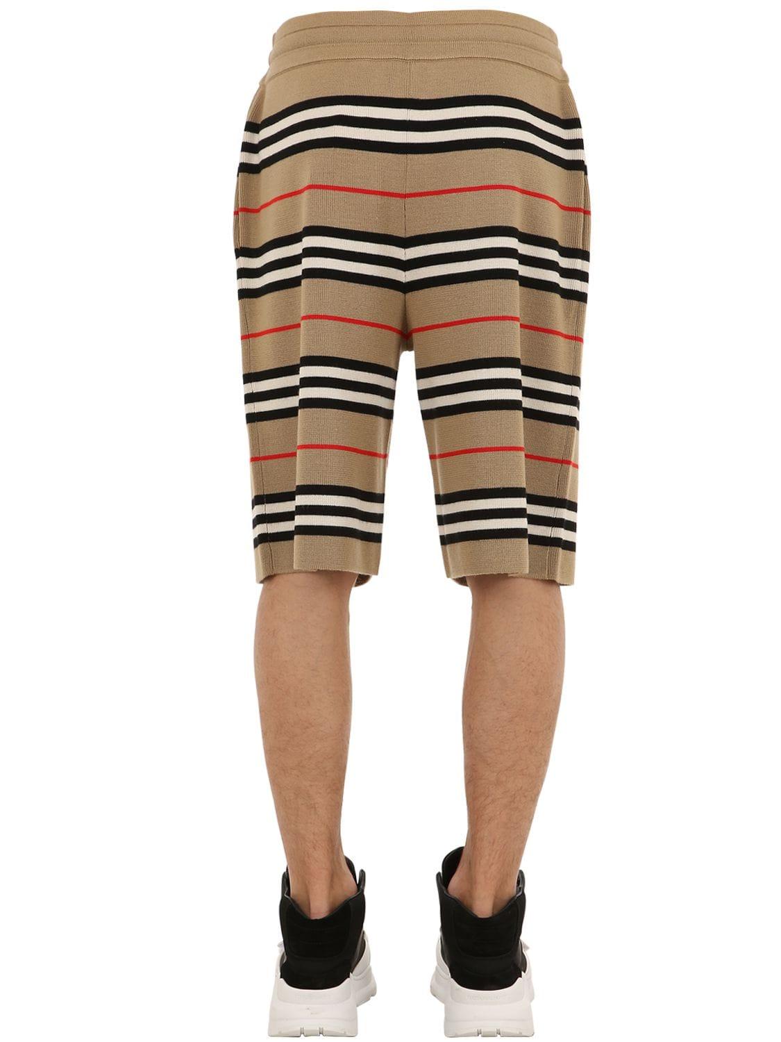 Burberry Striped Merino Wool Drawstring Shorts in Natural for Men | Lyst  Australia