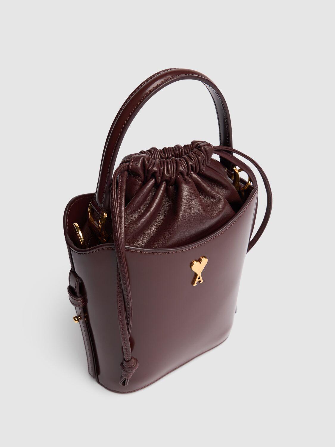 美しい色合い◎【AMI PARIS】Paris Paris トップハンドルバッグ ブラック グレーズドレザー Paris Paris トップハンドルバッグ