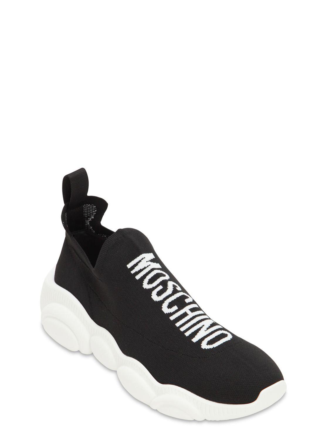 Moschino Leather Logo Sneakers in Black 