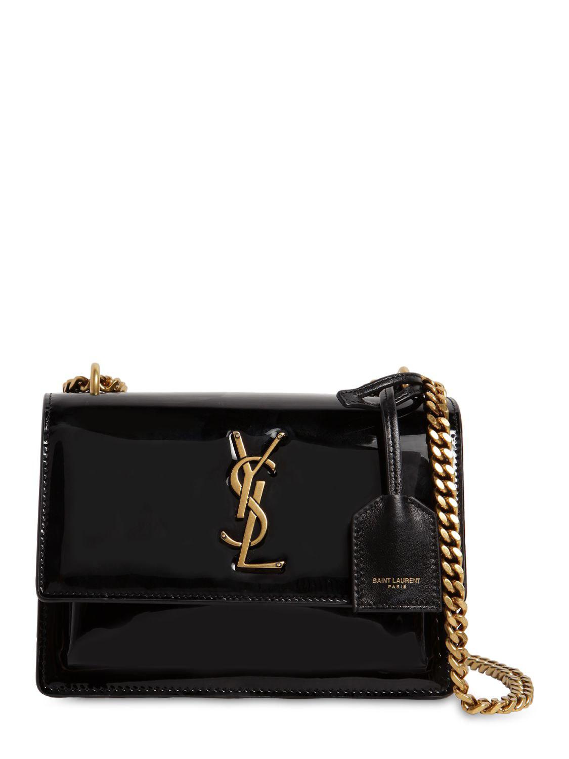 Manhattan Mini Patent Leather Crossbody Bag in Black - Saint Laurent