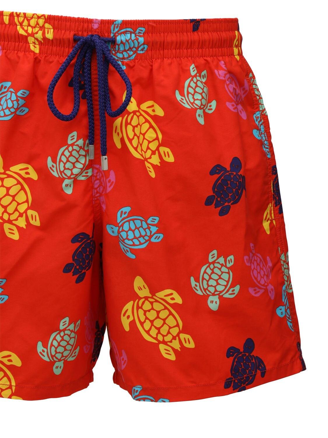 Vilebrequin Moorea Turtle-print Swim Shorts in Red for Men - Lyst