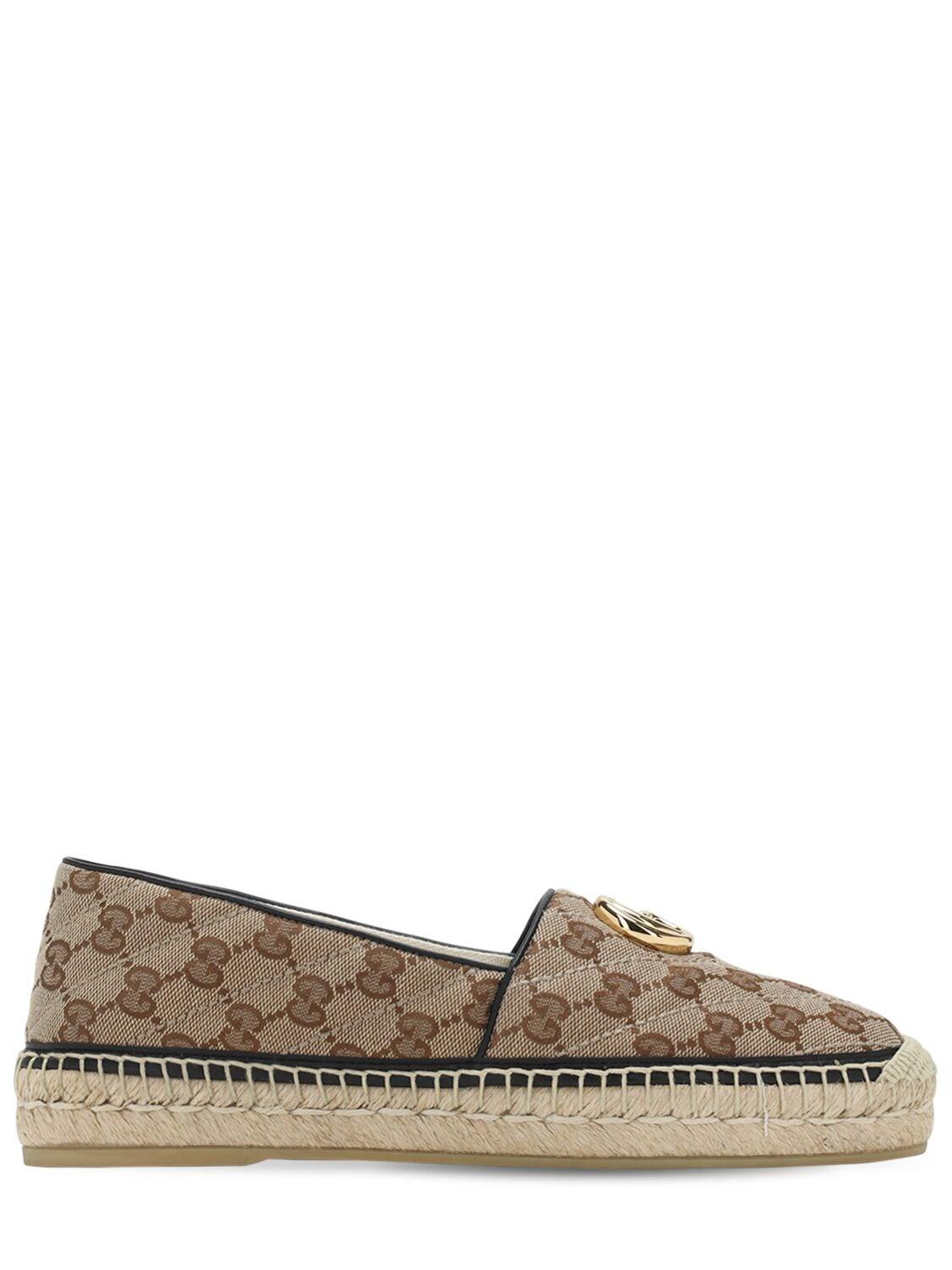 Gucci 20mm Pilar Quilted Canvas Espadrilles in Brown/Black (Brown) - Lyst