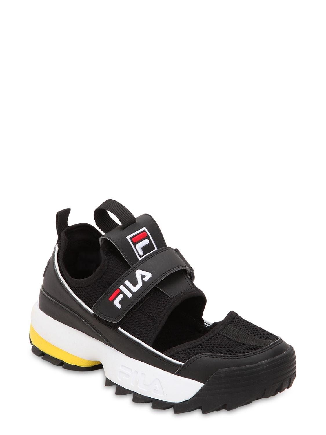 Fila Disruptor Half Sandal Flats in Black | Lyst