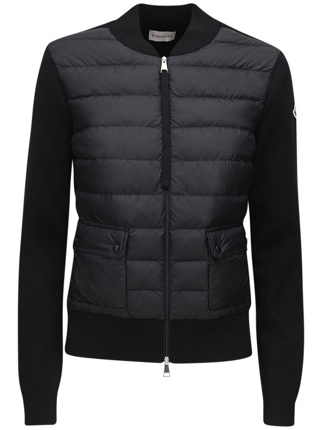 Moncler Wool Knit & Nylon Down Hybrid Jacket in Black - Lyst