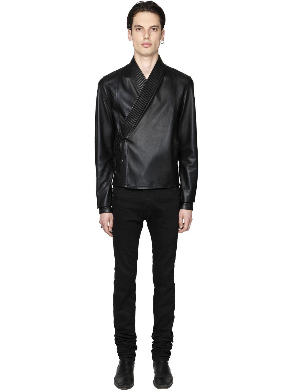 Diesel Black Gold Smooth Leather Kimono Style Jacket in Black for Men | Lyst