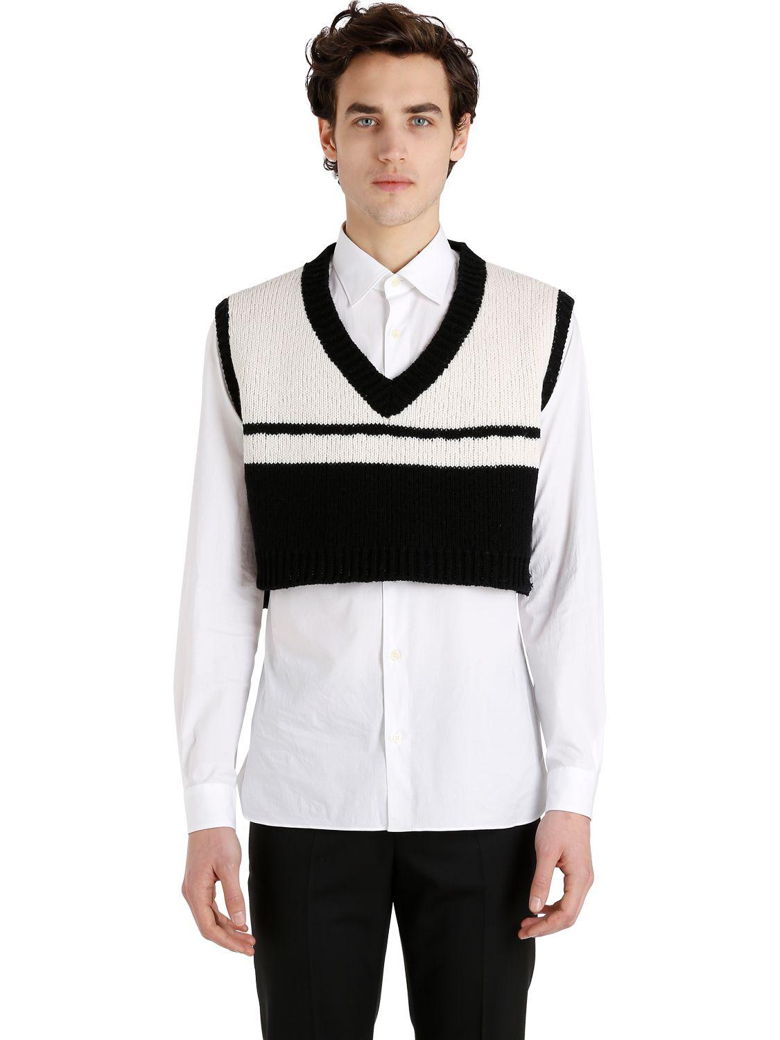 Raf Simons Oversized Cropped Wool Sweater Vest for Men | Lyst