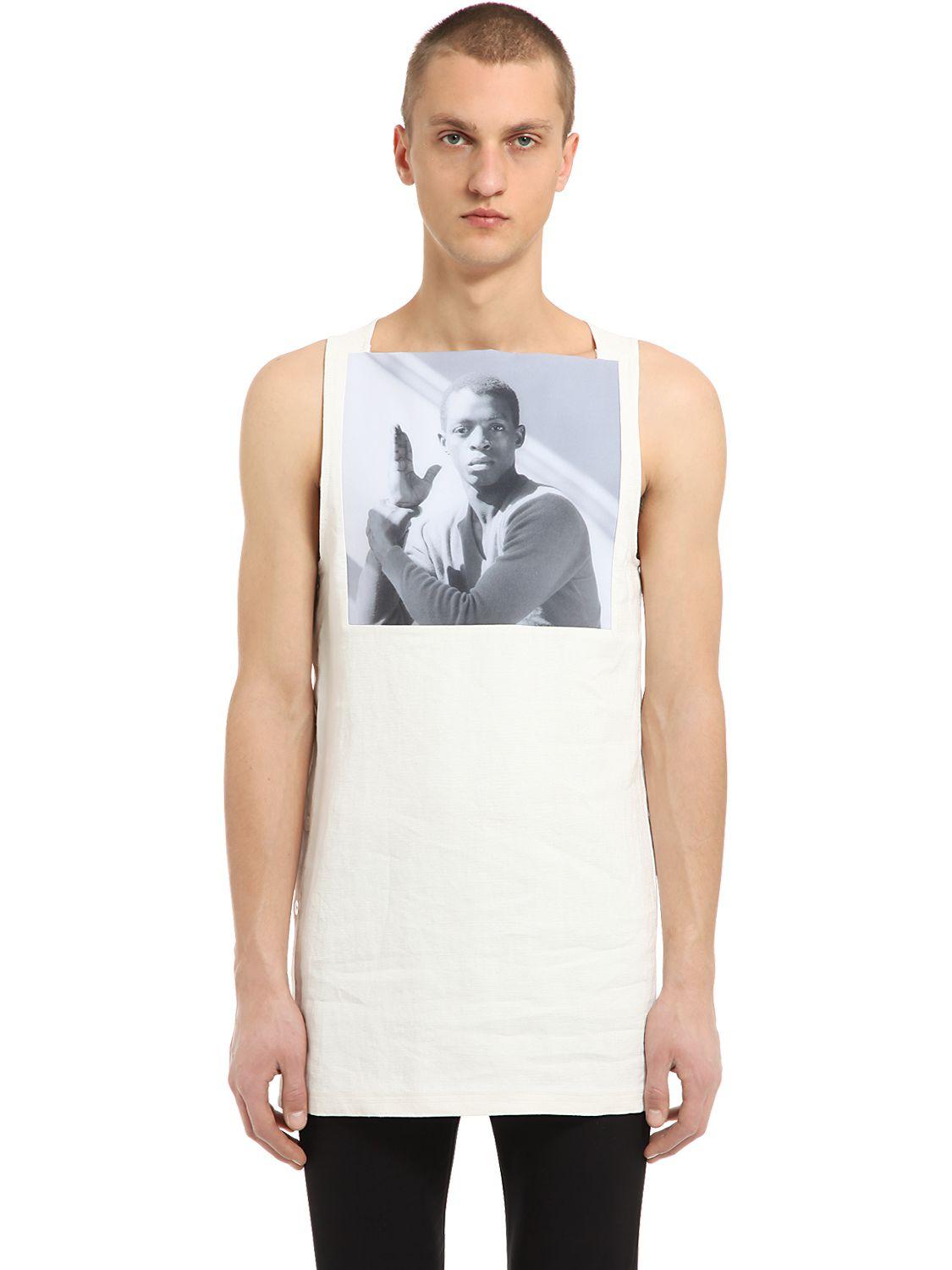 Raf simons Dennis Speight Woven Linen Tank Top in White for Men Lyst